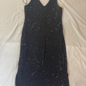 CeCe. Short black sequined dress for women. Size S. Made in China.